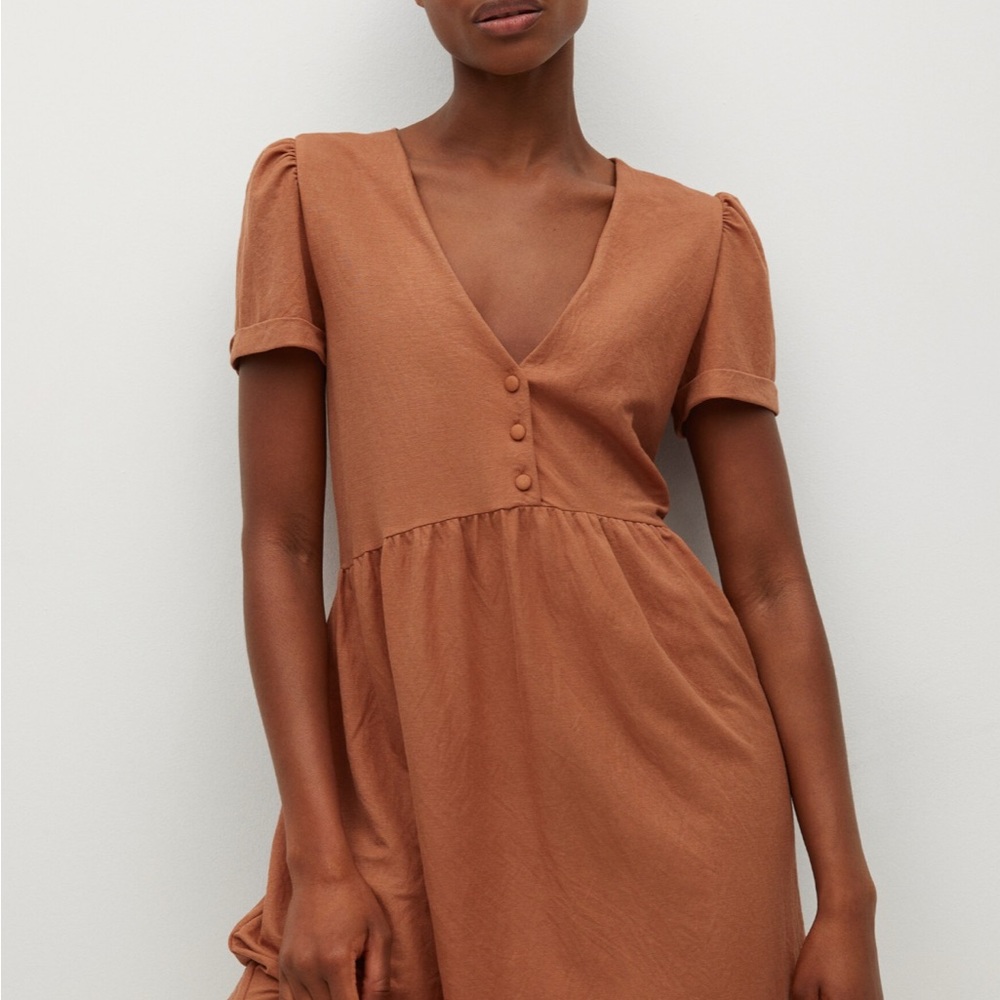 Mango Short Flowy Dress- Color Copper Size 8